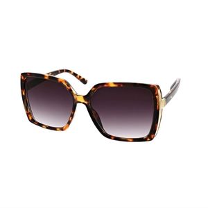 BCBG Glam Square with Metal Accent Large Sunglasses Brown Tortoise